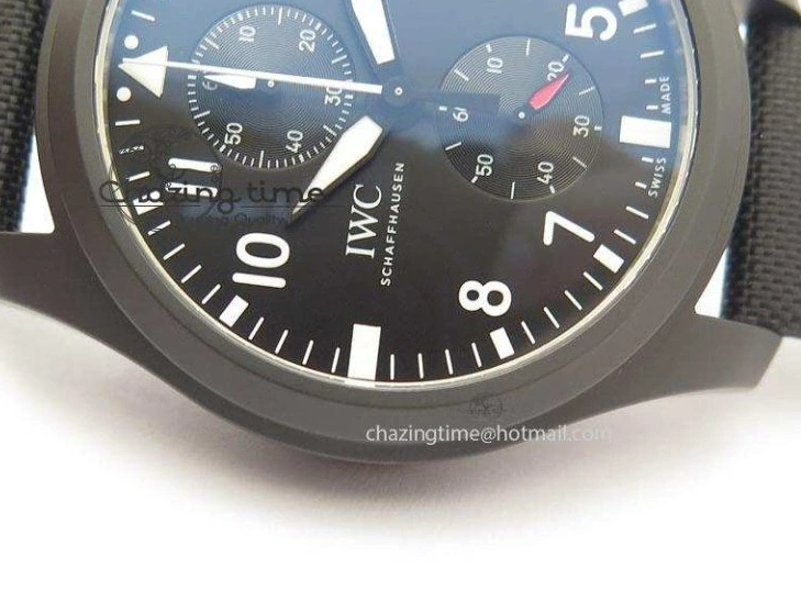 MIROTIME 0321 EasyCare Pilot Chrono IW388001 Real Ceramic ZF 1:1 Best Edition On Black Nylon Strap A 7279